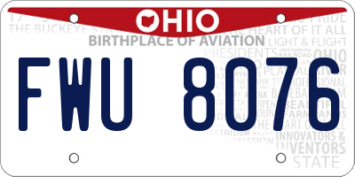 OH license plate FWU8076