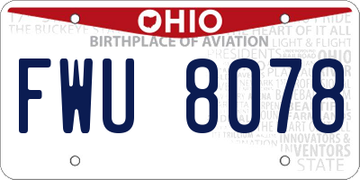 OH license plate FWU8078