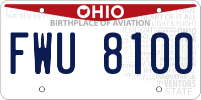 OH license plate FWU8100