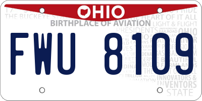 OH license plate FWU8109