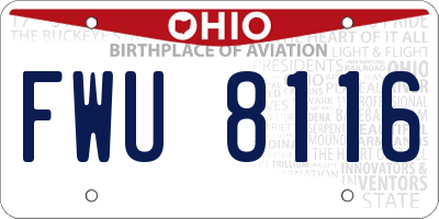 OH license plate FWU8116