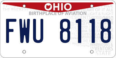 OH license plate FWU8118