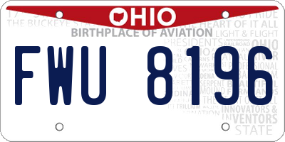 OH license plate FWU8196