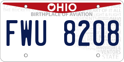 OH license plate FWU8208