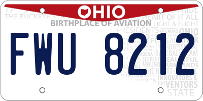 OH license plate FWU8212