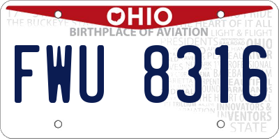 OH license plate FWU8316