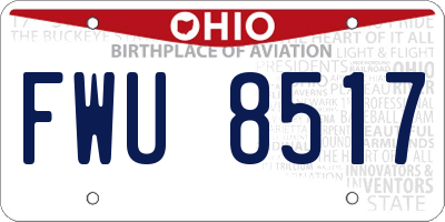 OH license plate FWU8517