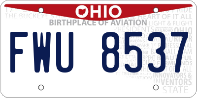 OH license plate FWU8537