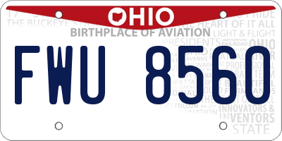 OH license plate FWU8560
