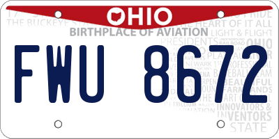 OH license plate FWU8672