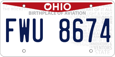 OH license plate FWU8674