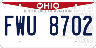 OH license plate FWU8702