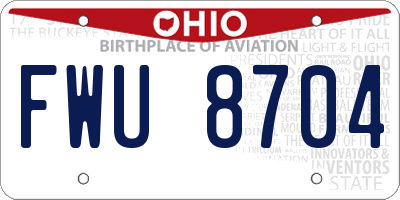 OH license plate FWU8704