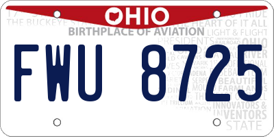 OH license plate FWU8725