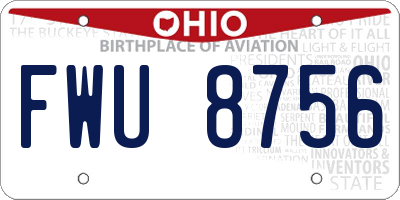 OH license plate FWU8756