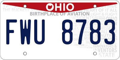OH license plate FWU8783