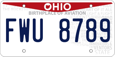 OH license plate FWU8789