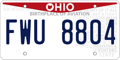 OH license plate FWU8804