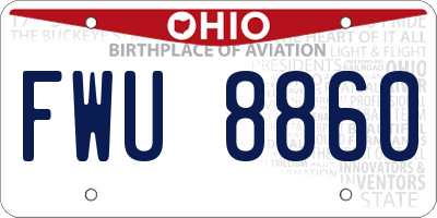 OH license plate FWU8860