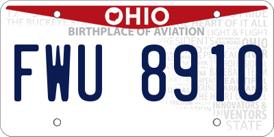 OH license plate FWU8910