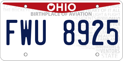 OH license plate FWU8925