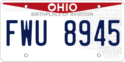 OH license plate FWU8945