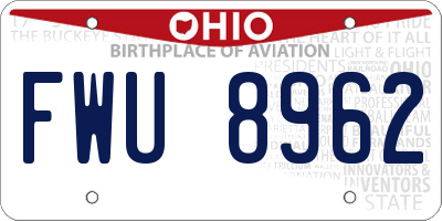 OH license plate FWU8962