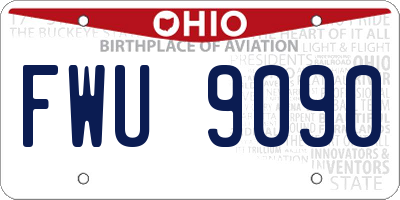 OH license plate FWU9090