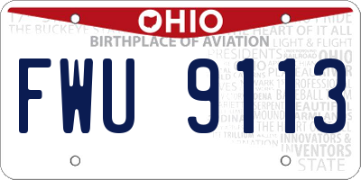 OH license plate FWU9113