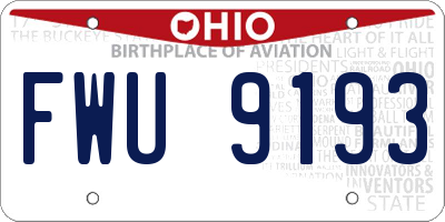 OH license plate FWU9193
