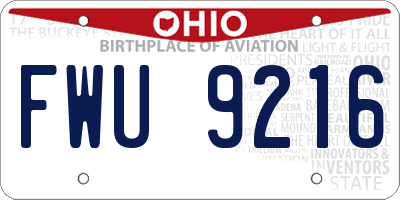 OH license plate FWU9216