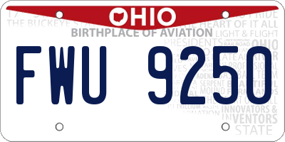 OH license plate FWU9250