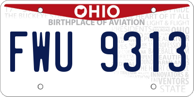 OH license plate FWU9313