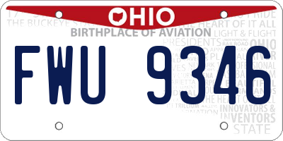 OH license plate FWU9346