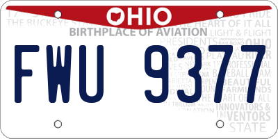 OH license plate FWU9377