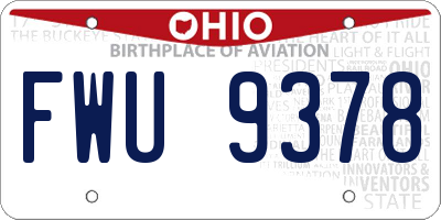 OH license plate FWU9378