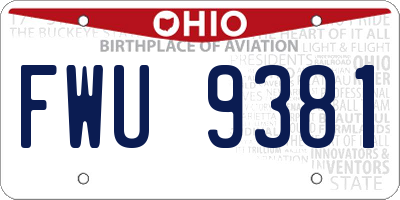 OH license plate FWU9381
