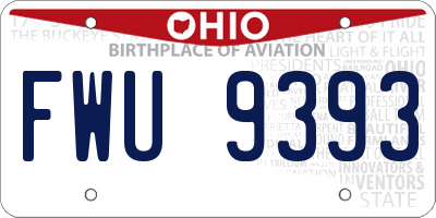 OH license plate FWU9393