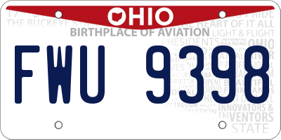 OH license plate FWU9398