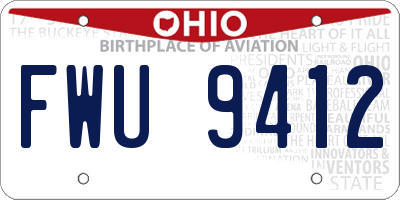 OH license plate FWU9412