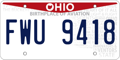 OH license plate FWU9418