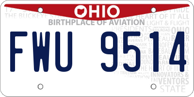 OH license plate FWU9514