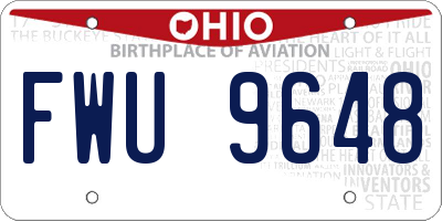 OH license plate FWU9648