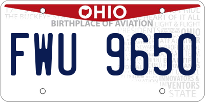 OH license plate FWU9650