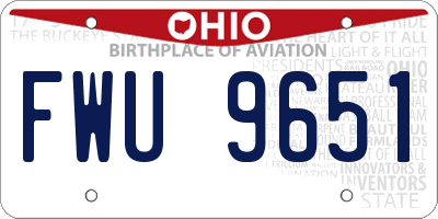 OH license plate FWU9651