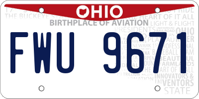 OH license plate FWU9671