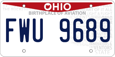 OH license plate FWU9689