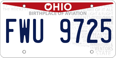 OH license plate FWU9725