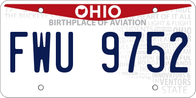 OH license plate FWU9752