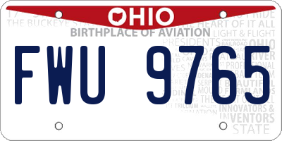 OH license plate FWU9765